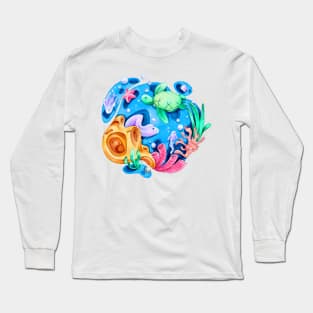 Ocean Watercolor Illustration Long Sleeve T-Shirt